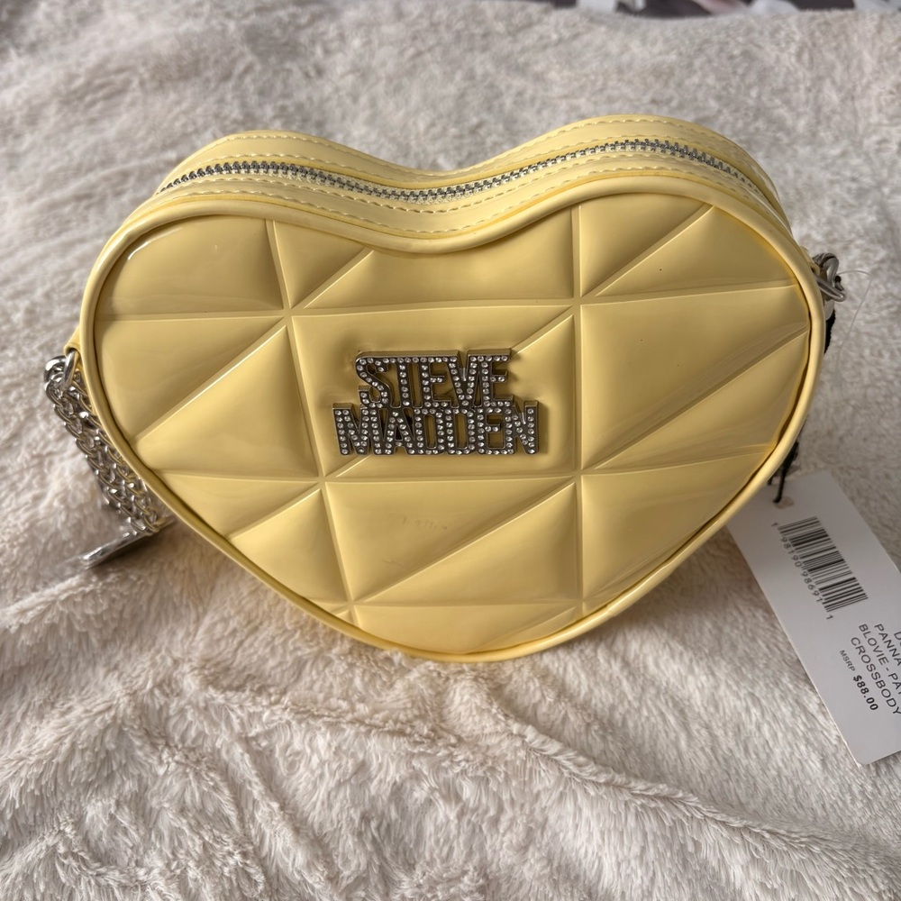 Steve Madden Heart Crossbody Bag Bundle | Pastel Yellow | Includes Free Gift